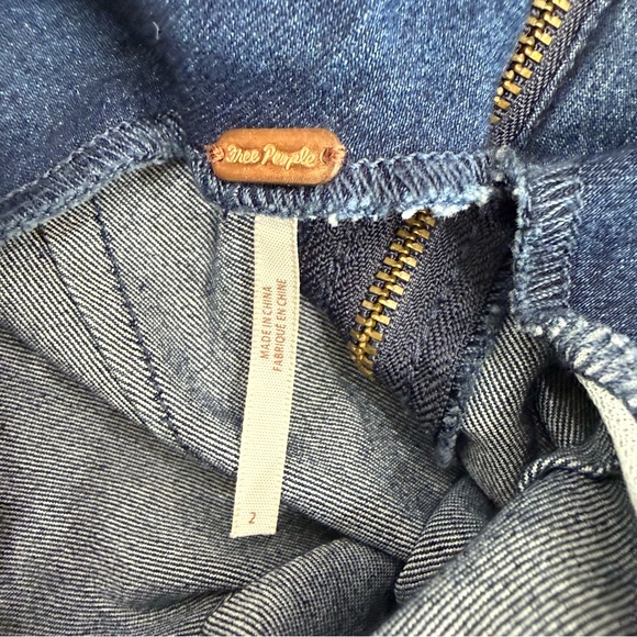 Free People Livin' It Up Denim Boho Festival Mini Skirt in Faded Indigo - Picture 3 of 5